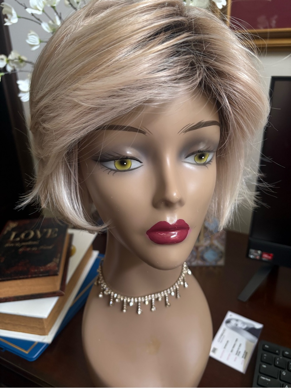 Tressallure Razor Cut Shag in moon dust. Short Layered Bob Wig